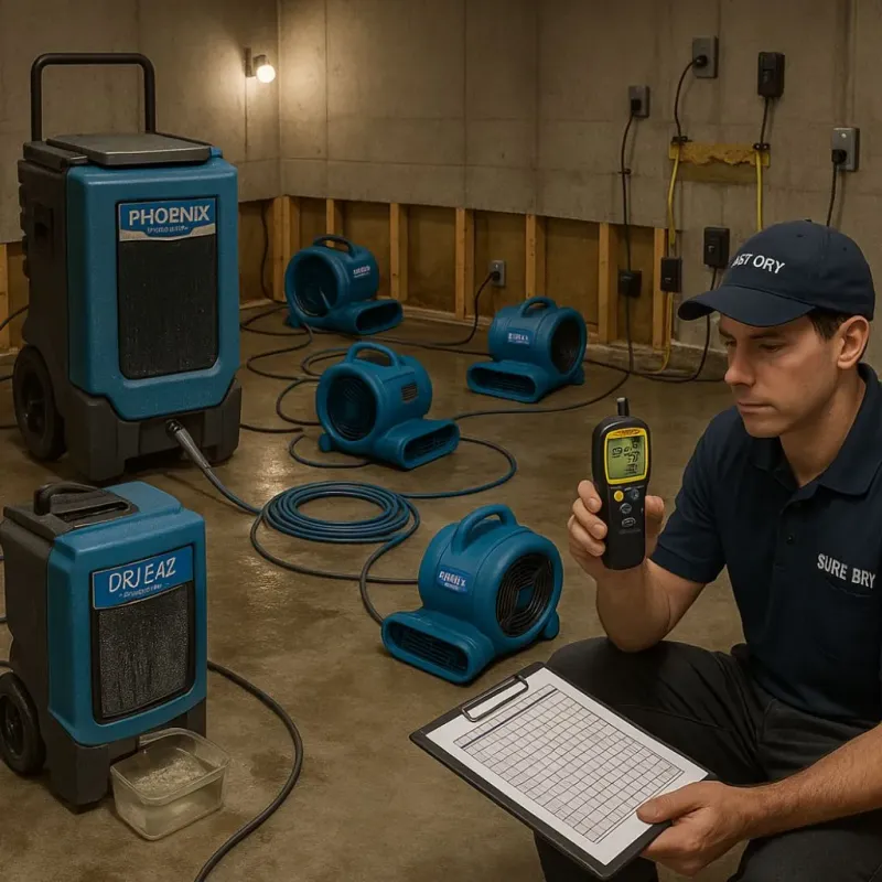 Structural Drying and Dehumidification process in Hesston, KS